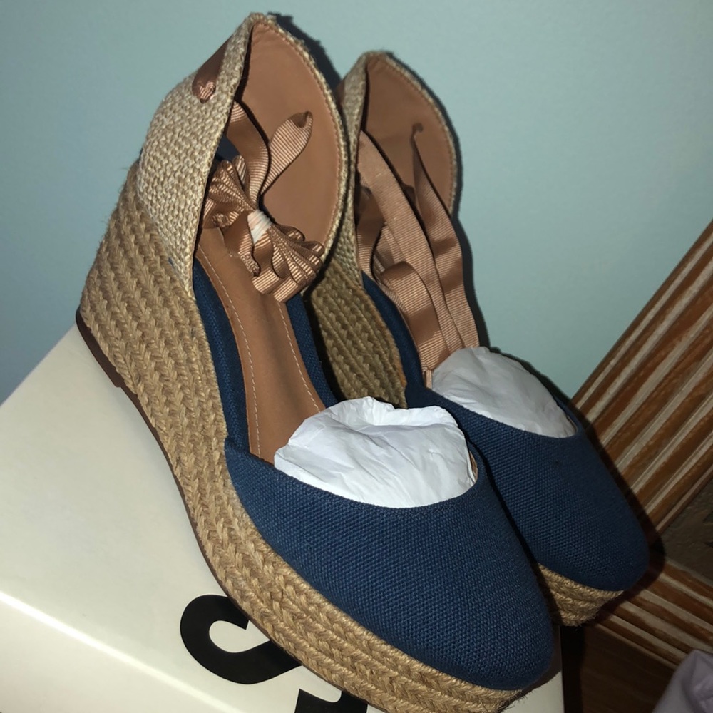 Schutz Sandalia Salto Medio Lona Espadrille